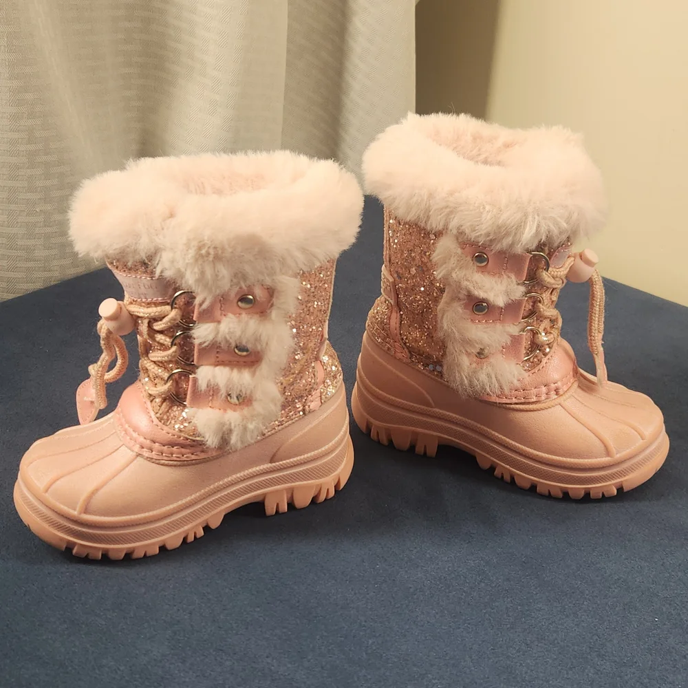 London Fog Toddler Pink Glitter Snow Boots Size 6.  #X15